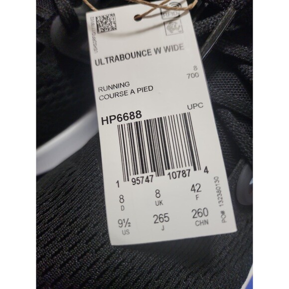 ADIDAS Ultrabounce Wide Running Shoes Women's Size US 9.5 Black NEW HP6688 - Picture 6 of 6